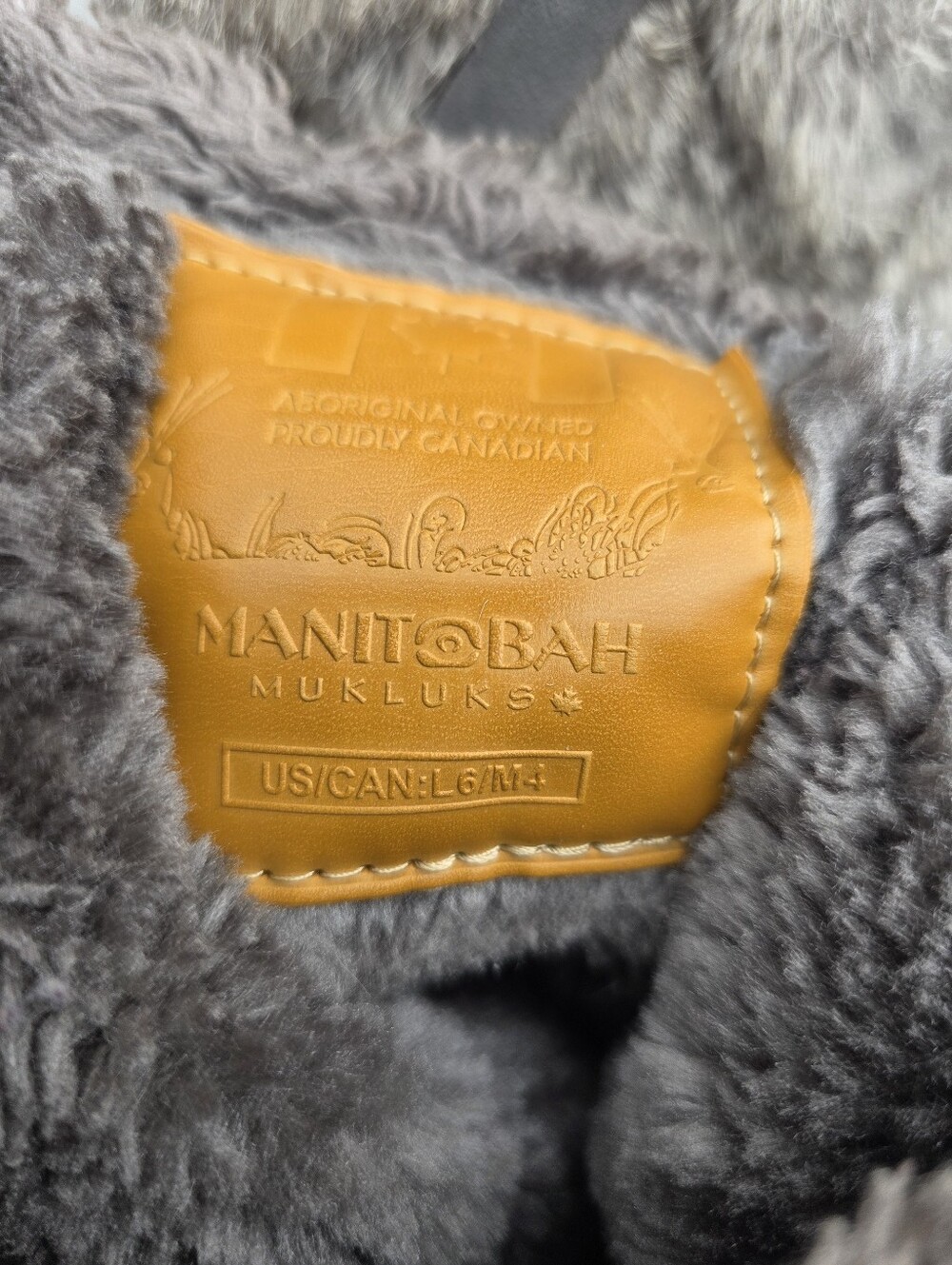 Manitobah Mukluks Tall Wrap Winter Snow Boots Charcoal Grey Rabbit Fur Size W6 - Picture 12 of 16